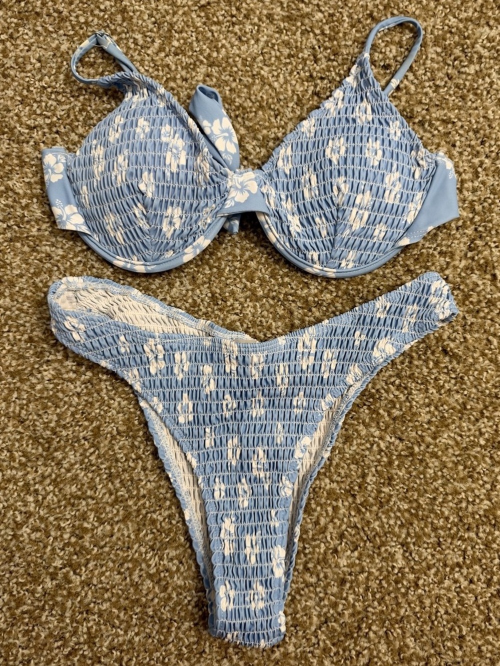Blue & White Bikini Set